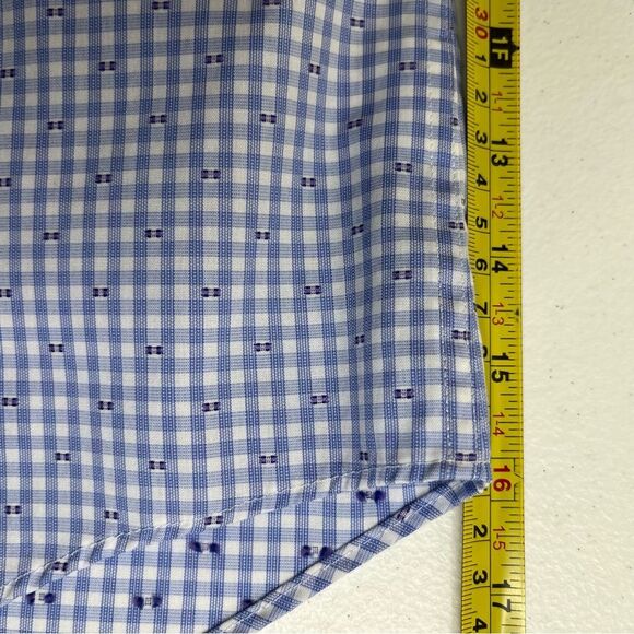 Jos A Bank Blue Textured Long Sleeve Button Front Shirt Men 15.5 - 35 Slim Fit - Picture 10 of 13